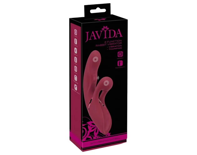 Javida 2 Function Rabbit - akkus csiklókaros vibrátor (piros)