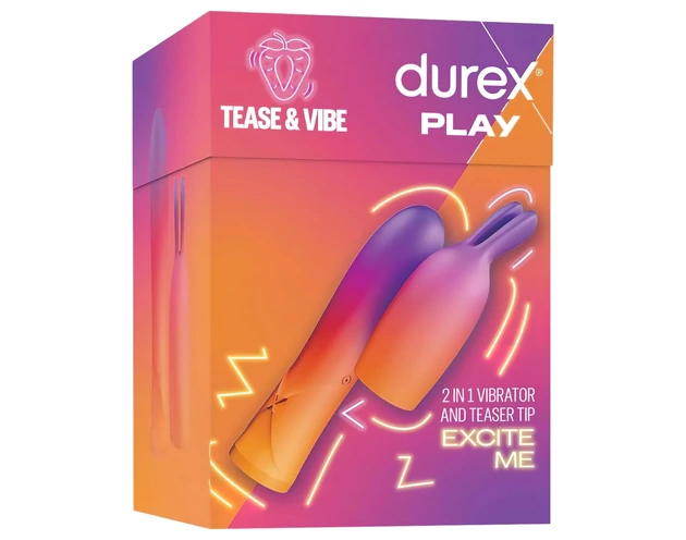 Durex Tease & Vibe - rúdvibrátor nyuszis csiklóizgatóval (pink)