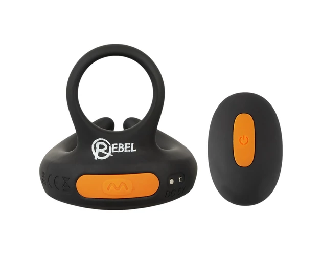 Rebel - rezgő péniszgyűrű és here vibrátor (fekete)
