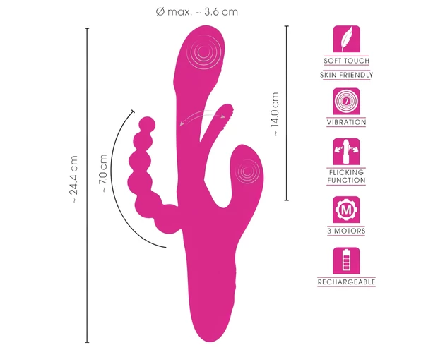 SMILE - tripla karos, nyelves vibrátor (pink)