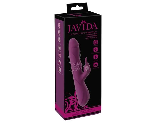 Javida - 3in1 lökő, forgó gyöngyös vibrátor (lila)