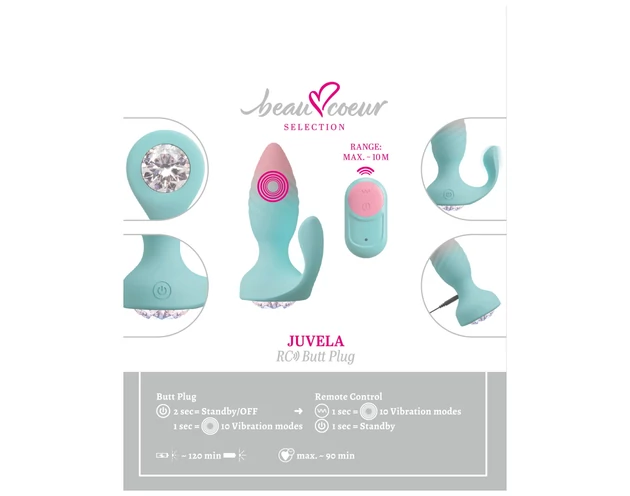 Beau Coeur Juvela - vibrációs anál plug (türkiz)