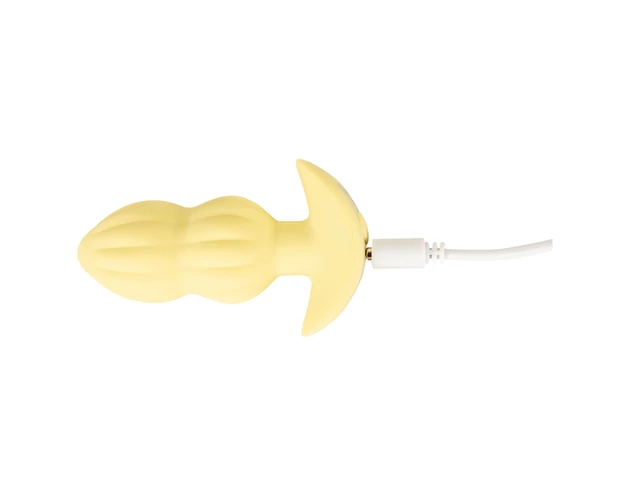 Cuties Mini - bordázott vibrációs anál plug (sárga)