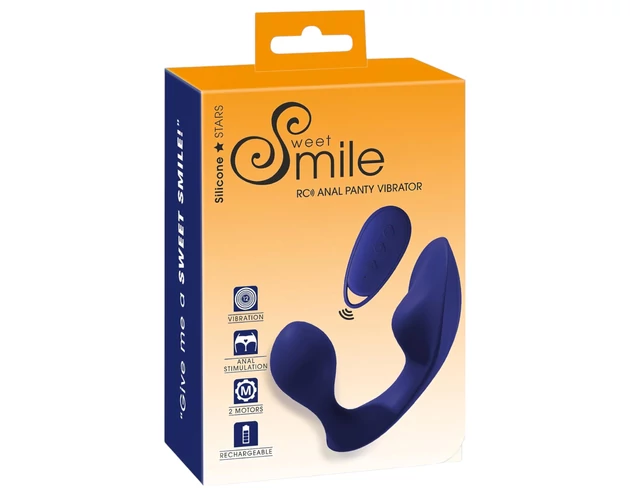 SMILE - távirányítós anál- és bugyi vibrátor (kék)