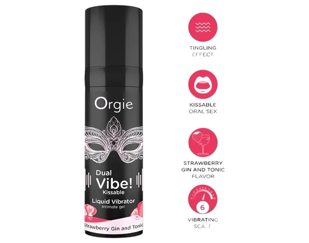 Orgie Dual Vibe - unisex folyékony vibrátor - Eper - Gin Tonic (15ml)