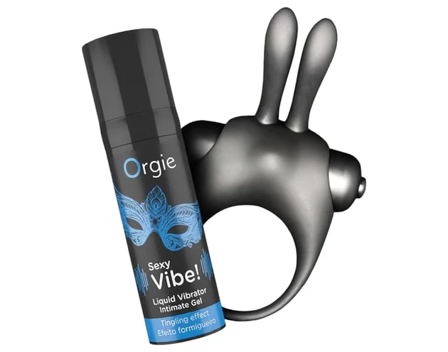 Orgie Bunny - vibrációs péniszgyűrű szett (fekete)