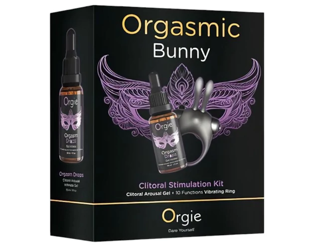 Orgie Orgasmic Bunny - vibrációs péniszgyűrű szett (fekete)