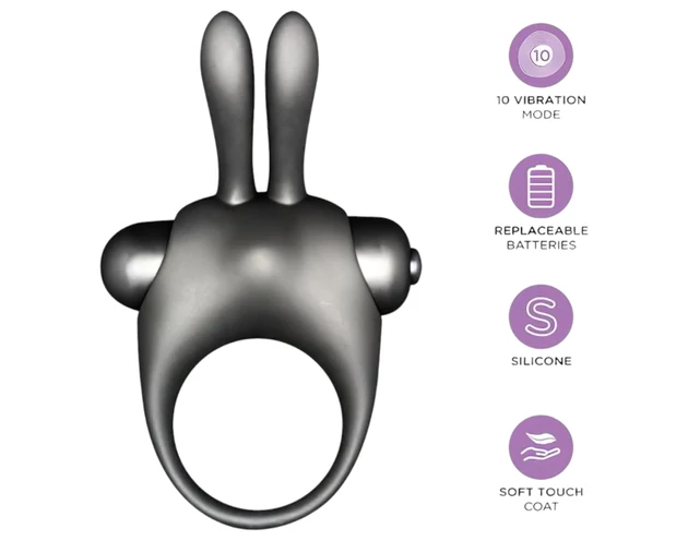 Orgie Orgasmic Bunny - vibrációs péniszgyűrű szett (fekete)