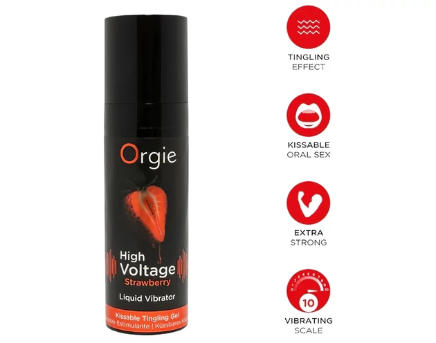 Orgie High Voltage - folyékony vibrátor - eper (15ml)