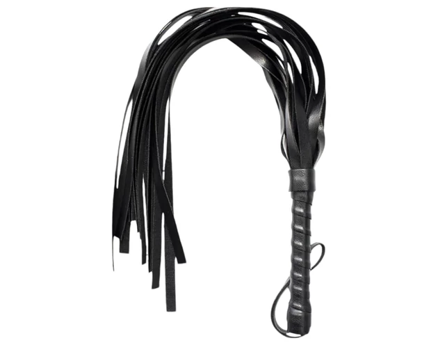 Műbőr korbács - fekete (42cm)