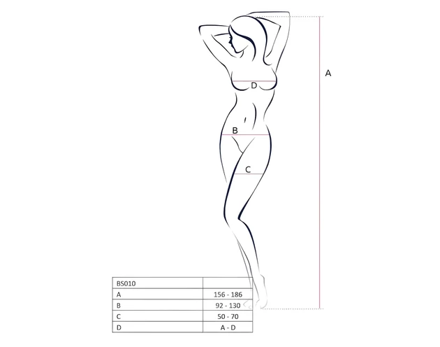 Passion BS010 - nyitott necc overál (fekete) - S-L