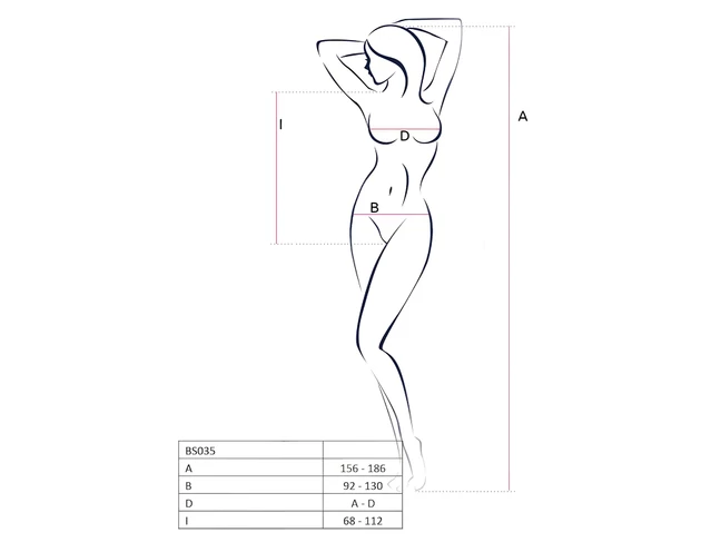 Passion BS035 - vállpántos, nyitott necc body (fekete) - S-L