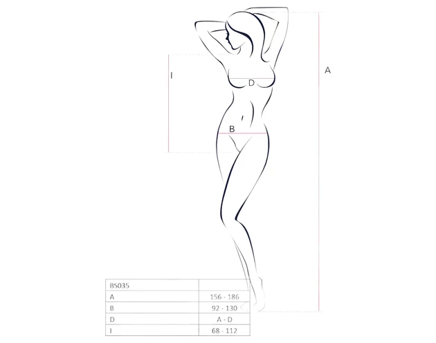 Passion BS035 - vállpántos, nyitott necc body (fehér) - S-L