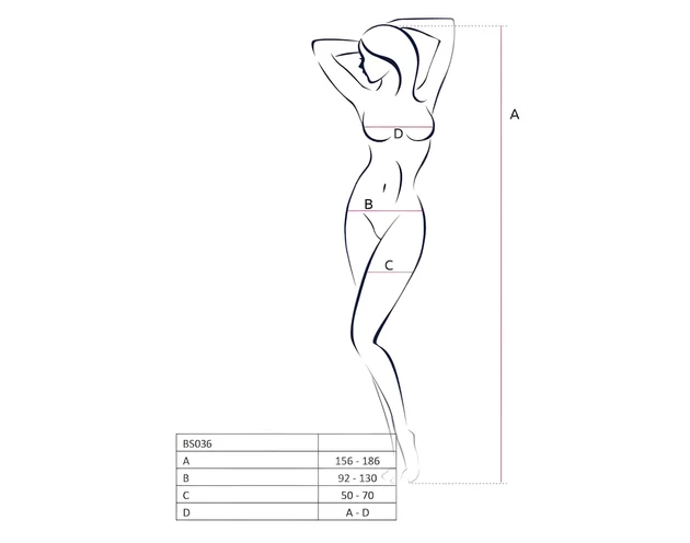 Passion BS036 - rózsás, nyitott overál (piros) - S-L