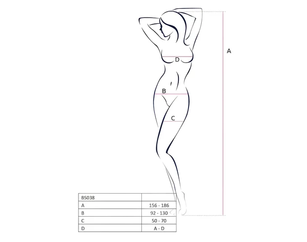 Passion BS038 - cikk-cakk mintás necc szett (fehér) - S-L