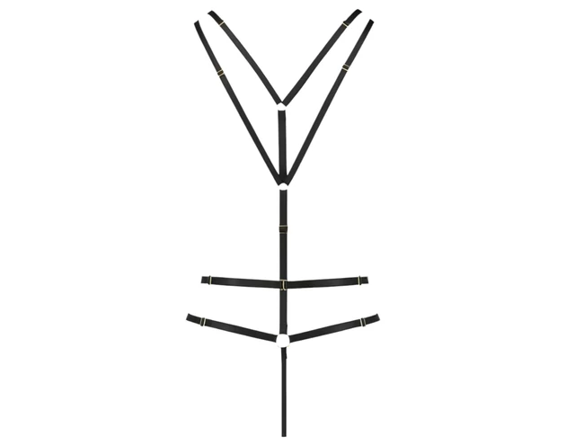 Passion Devil Meggy - fém gyűrűs testhám body (fekete)