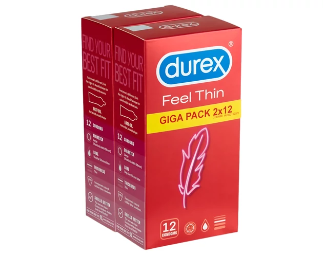 Durex Feel Thin - élethű érzés óvszer csomag (2x12db)