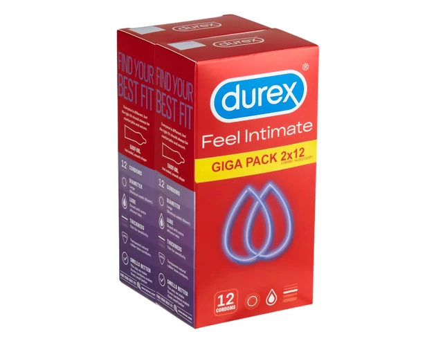 Durex Feel Intimate - vékonyfalú óvszer csomag (2x12db)
