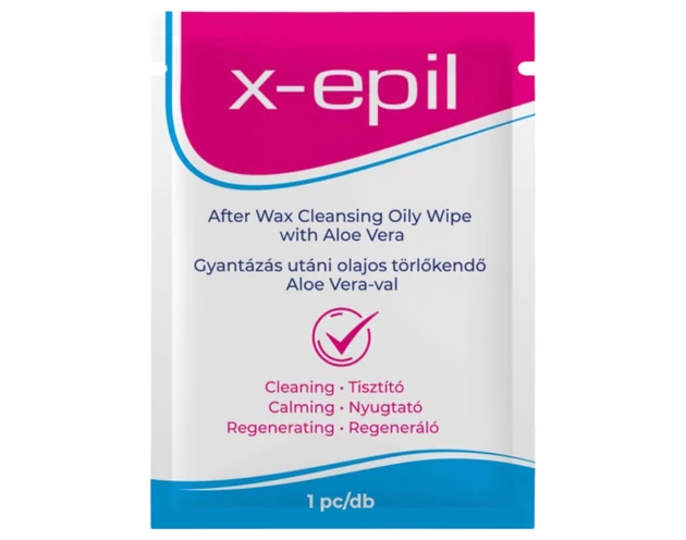 X-Epil - Gyantázás utáni olajos törlő kendő (1db) - Aloe Vera