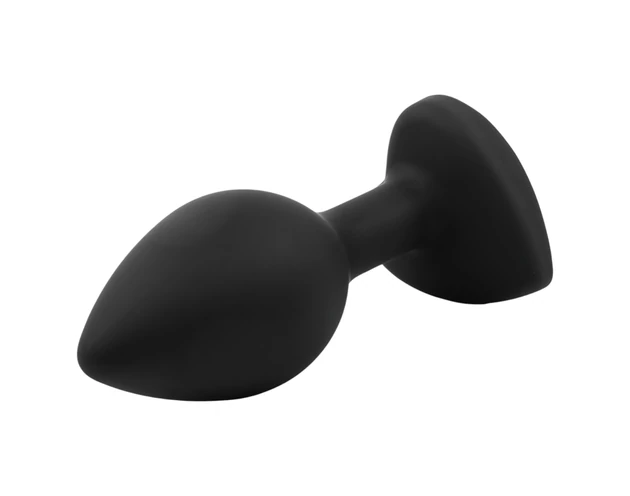 Sunfo - szilikon anál plug szív alakú kővel (fekete-pink)