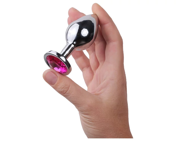 Desirel Pink Jewel M - anál plug (ezüst-pink)