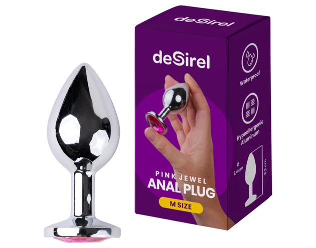 Desirel Pink Jewel M - anál plug (ezüst-pink)
