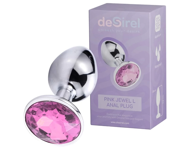 Desirel Pink Jewel L - anál plug (ezüst-pink)