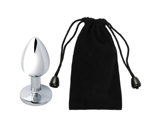 Sunfo - fém anál plug rózsaszín kővel (ezüst)