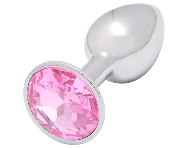 Sunfo - fém anál plug rózsaszín kővel (ezüst)