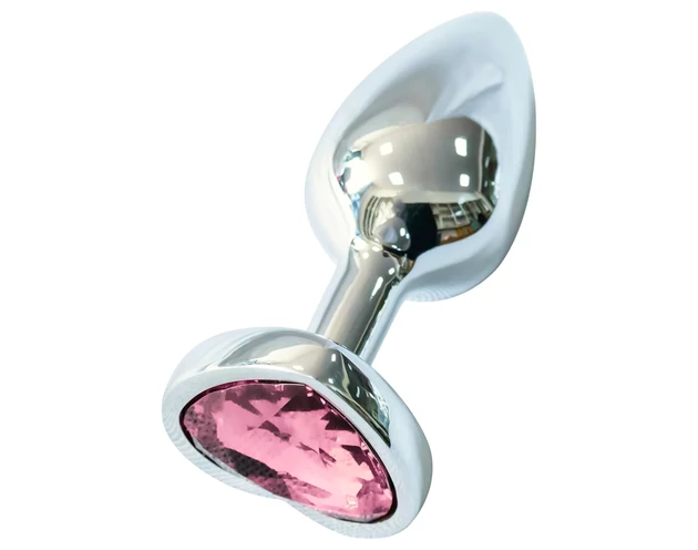 Sunfo - fém anál plug szív alakú rózsaszín kővel (ezüst)