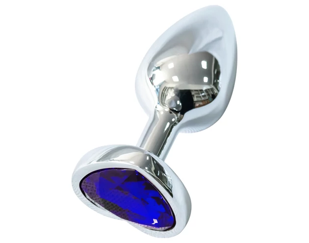 Sunfo - fém anál plug szív alakú sötétlila kővel (ezüst)