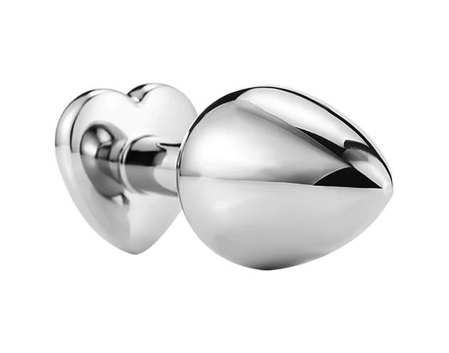 Sunfo - fém anál plug szív alakú világos kék kővel (ezüst)