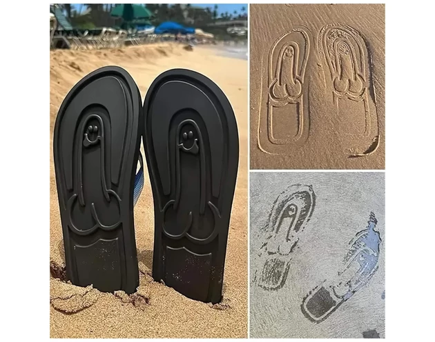 Flip-flop papucs - fütyi talppal - fekete
