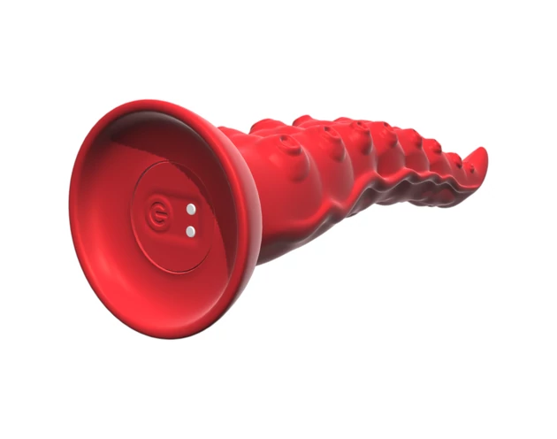 Monster Fuck - Tapadókorongos polipkar vibrátor távirányítóval (piros)