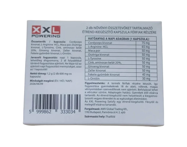 XXL powering Satisfy - erős, étrend-kiegészítő férfiaknak (2db)