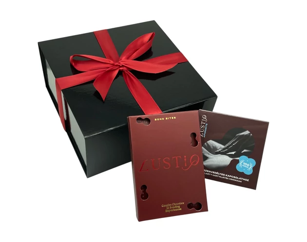 Lustiq - vágyfokozó csokoládé és kártyajáték díszcsomag