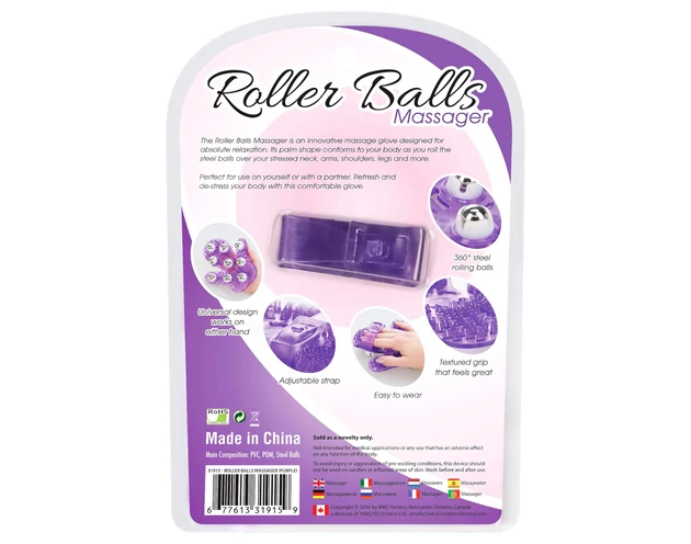 Roller Balls Massager - masszírozó kézfeltét (lila)