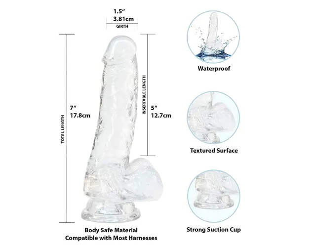 Addiction Crystal - tapadókorongos dildó (átlátszó) - 18cm