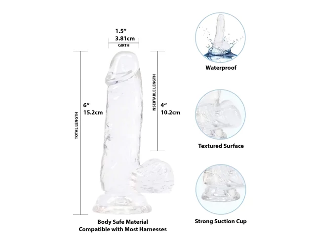 Addiction Crystal - tapadókorongos, herés dildó (átlátszó) - 15cm