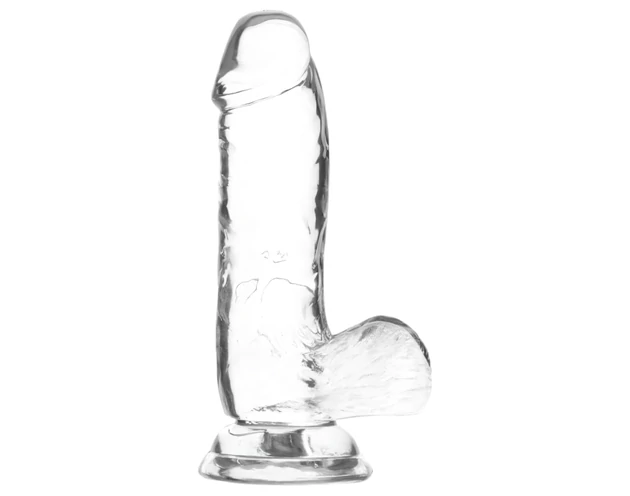 Addiction Crystal - tapadókorongos, herés dildó (átlátszó) - 15cm