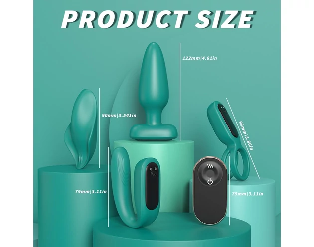 Sex HD - akkus, távirányítós, 4 részes vibrátor szett (zöld)