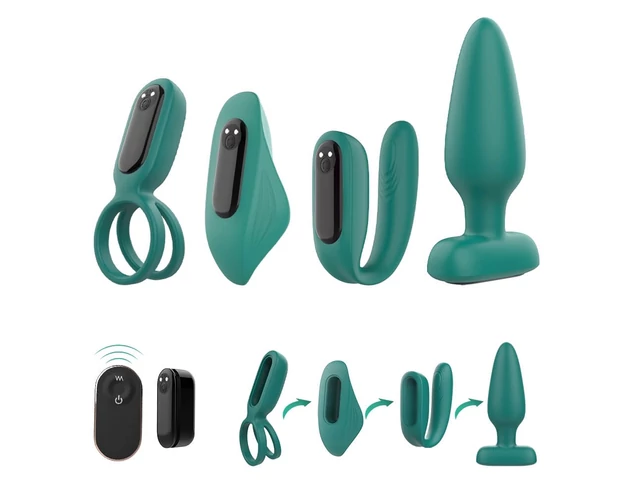 Sex HD - akkus, távirányítós, 4 részes vibrátor szett (zöld)