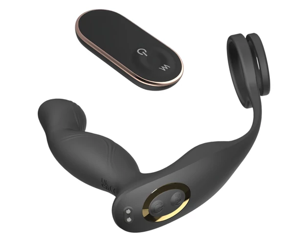 Sex HD Virgil - pénisz-és heregyűrűs prosztata vibrátor (fekete)