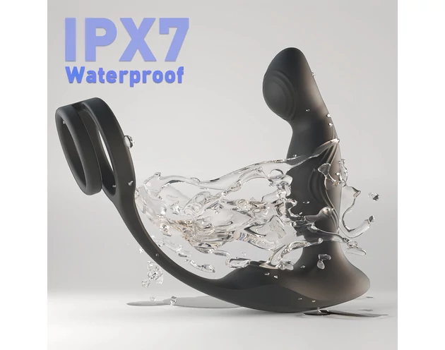 Sex HD Virgil - pénisz-és heregyűrűs prosztata vibrátor (fekete)