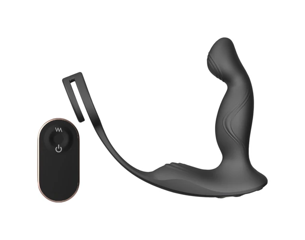 Sex HD Virgil - pénisz-és heregyűrűs prosztata vibrátor (fekete)