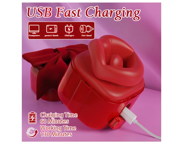 SEX HD Lovely Kiss - nyaló-szívó vibrátor (piros)