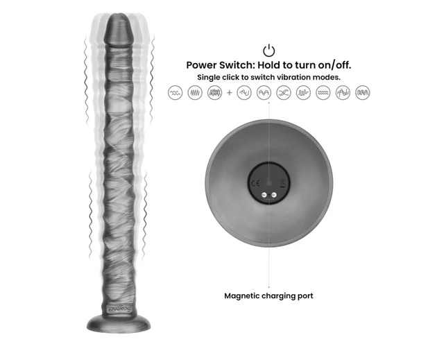 Lovetoy King Sized - extra nagy vibrátor - 40,5 cm (szürke)