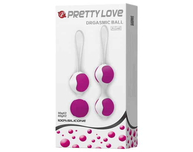 Pretty Love Orgasmic - variálható gésagolyó szett (fehér-lila)