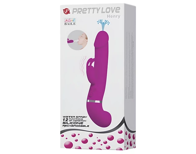 Pretty Love Henry - csiklókaros, spriccelő vibrátor (pink)