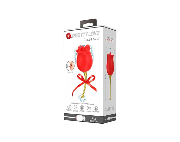 Pretty Love Rose Lover - nyelves 2in1 csiklóvibrátor (piros)